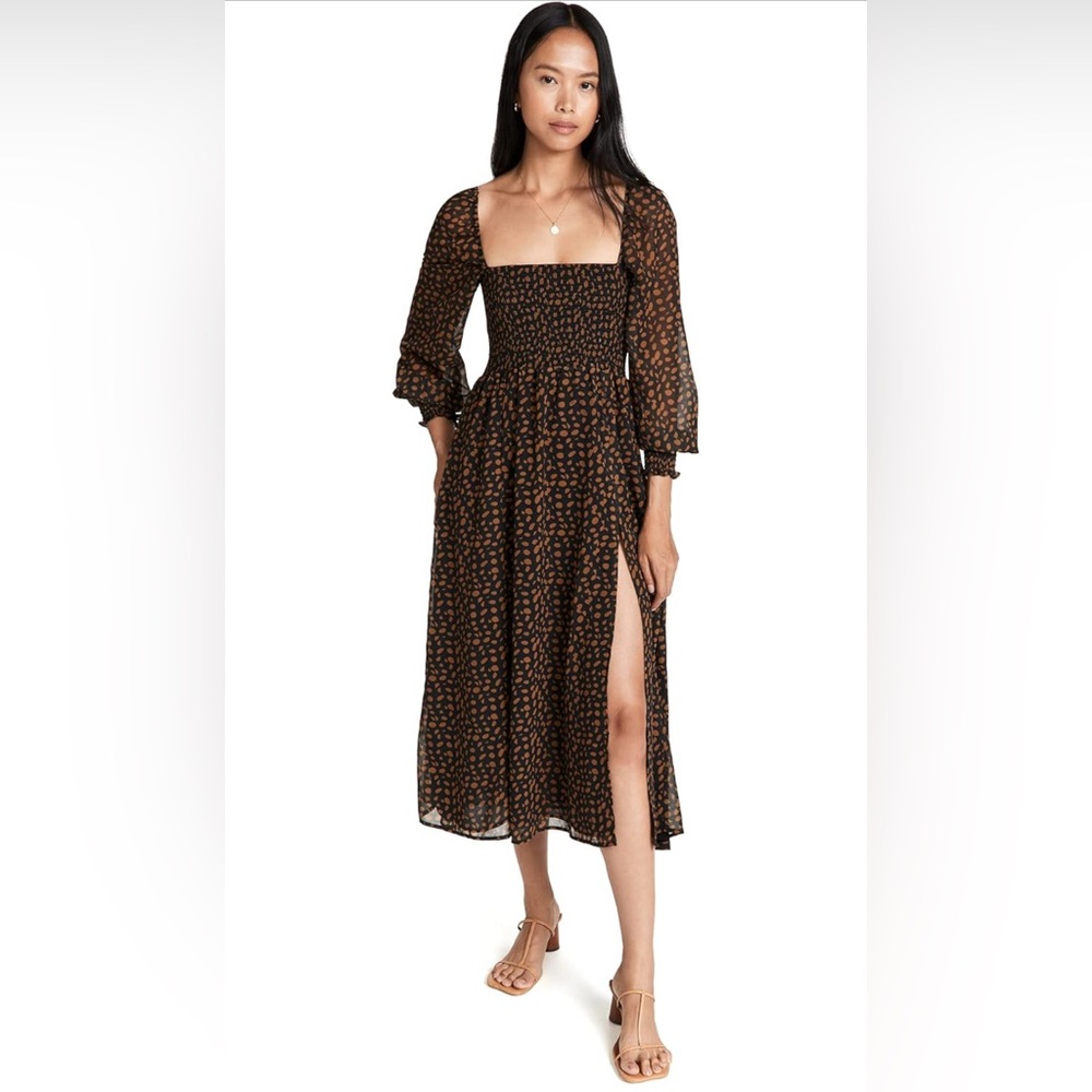 OPT ruched Black Midi Dress